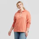 Women's Plus Size Crewneck Hoodie Sweatshirt - Universal Thread Orange 1x, Women's,