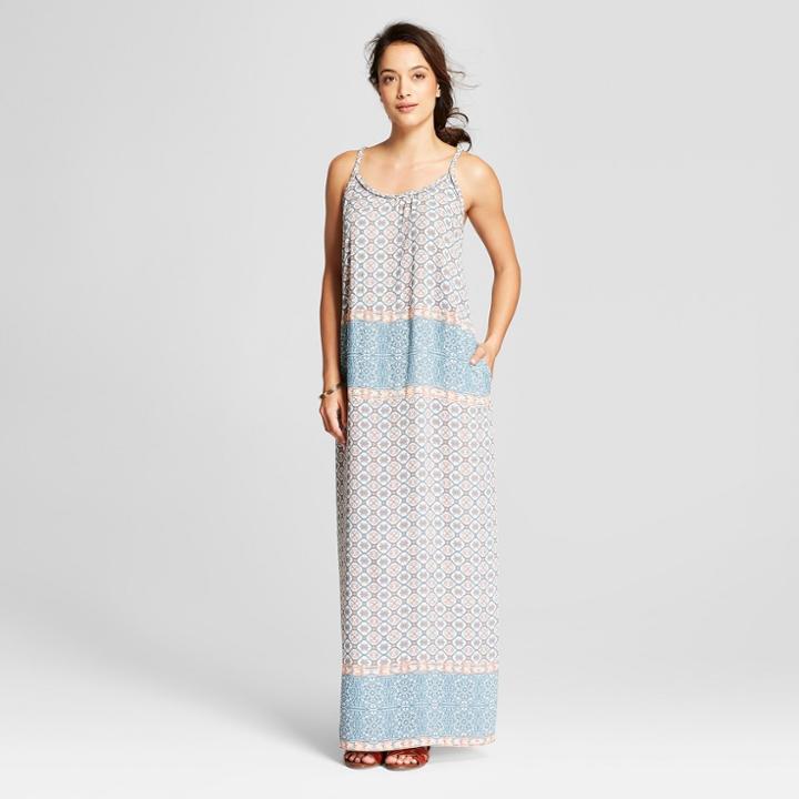 Women's Floral Print Braided Strap Maxi Dress - Knox Rose Blue
