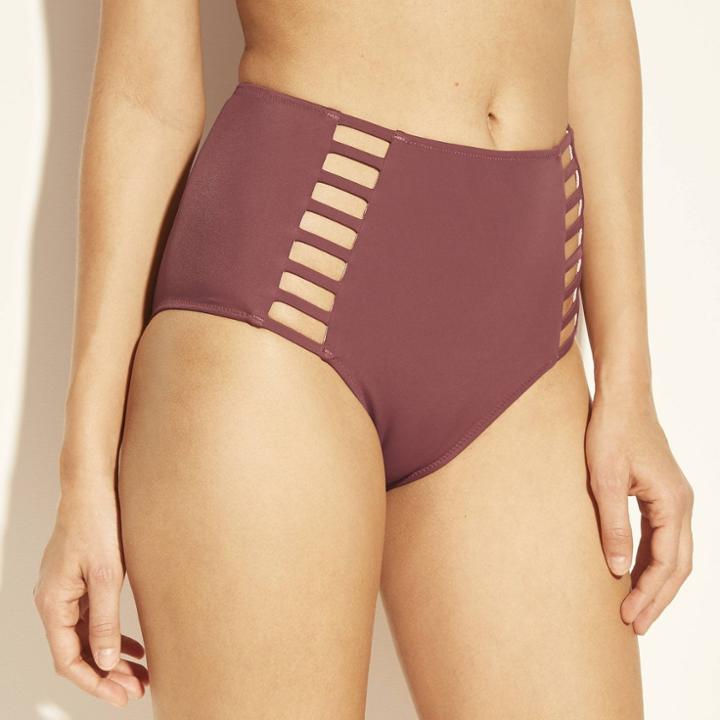 Women's Sun Coast Cheeky Strappy High Waist Bikini Bottom - Shade & Shore Dusty Rose Pink