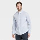 Men's Striped Standard Fit Stretch Poplin Long Sleeve Button-down Shirt - Goodfellow & Co Amparo Blue