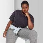 Women's Plus Size Oversized Short Sleeve Crewneck Boxy T-shirt - Wild Fable Washed Black
