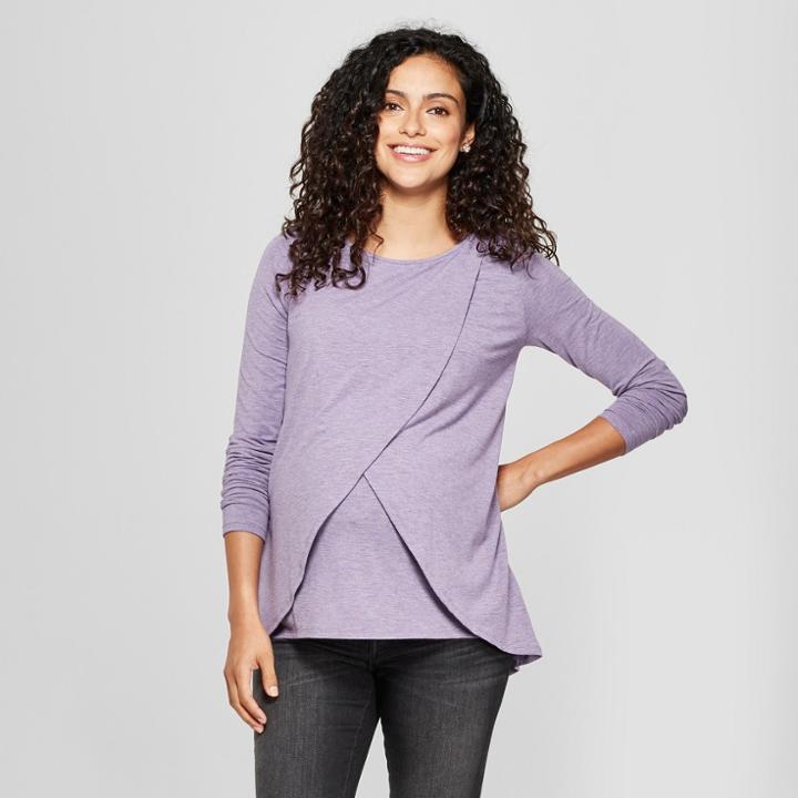 Target Maternity Long Sleeve Cross-panel Nursing Top - Isabel Maternity By Ingrid & Isabel Lavender (purple)