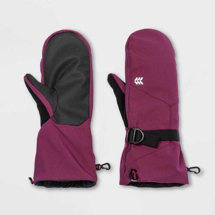 Women's Waterproof Ski Mittens - All In Motion Burgundy