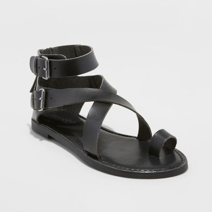 Women's Maribella Wide Width Toe Wrap Gladiator Sandal - Universal Thread Black 5.5w,