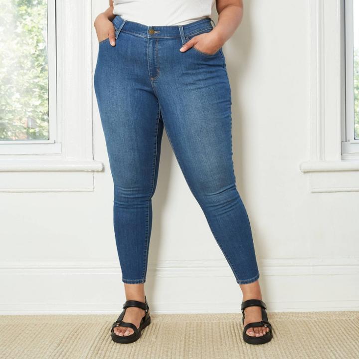 Women's Plus Size Mid-rise Skinny Jeans - Ava & Viv Medium Wash 16w,