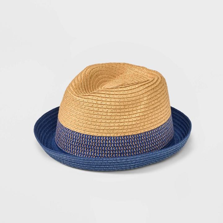 Boys' Straw Fedora Hat - Cat & Jack Navy Blue