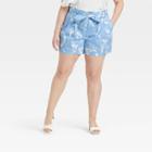 Women's Plus Size High-rise Pleat Front Shorts - A New Day Blue