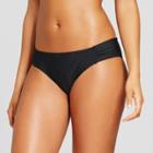 Women's Shirred Side Scoop Bikini Bottom - Sea Angel Black