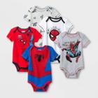 Baby Boys' 5pk Marvel Spider-man Bodysuit Set - Newborn, Blue/gray/red