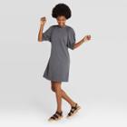 Women's Puff Short Sleeve T-shirt Dress - Universal Thread Gray