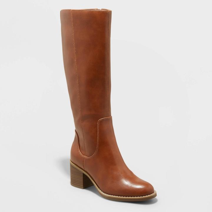 Women's Tatiana Heeled Riding Boots - Universal Thread Cognac