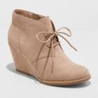 Women's Bessie Microsuede Wide Width Wedge Fashion Bootie - Universal Thread Taupe (brown) 12w,