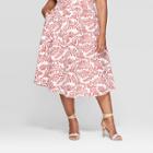 Women's Plus Size Floral Print Mid-rise Midi Skirt - Who What Wear Red/white