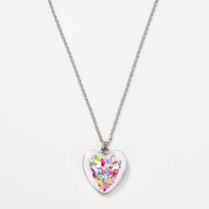 Girls' Glitter Shaker Heart Necklace - Cat & Jack