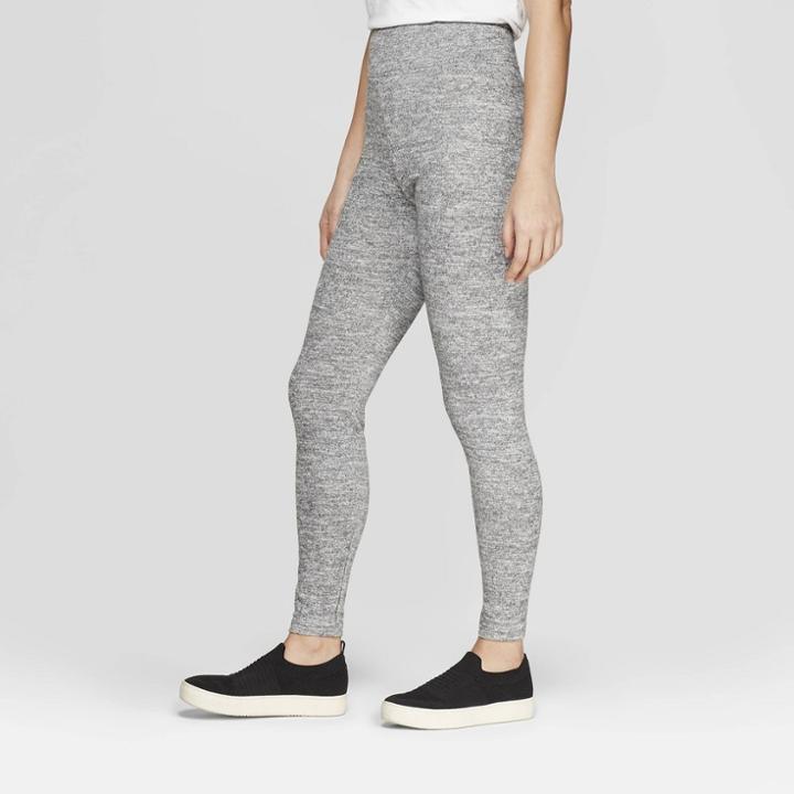 Women's Cozy Wide Waistband Leggings - A New Day Heather Gray