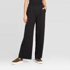 Women's French Terry Wide Leg Pants - A New Day Black