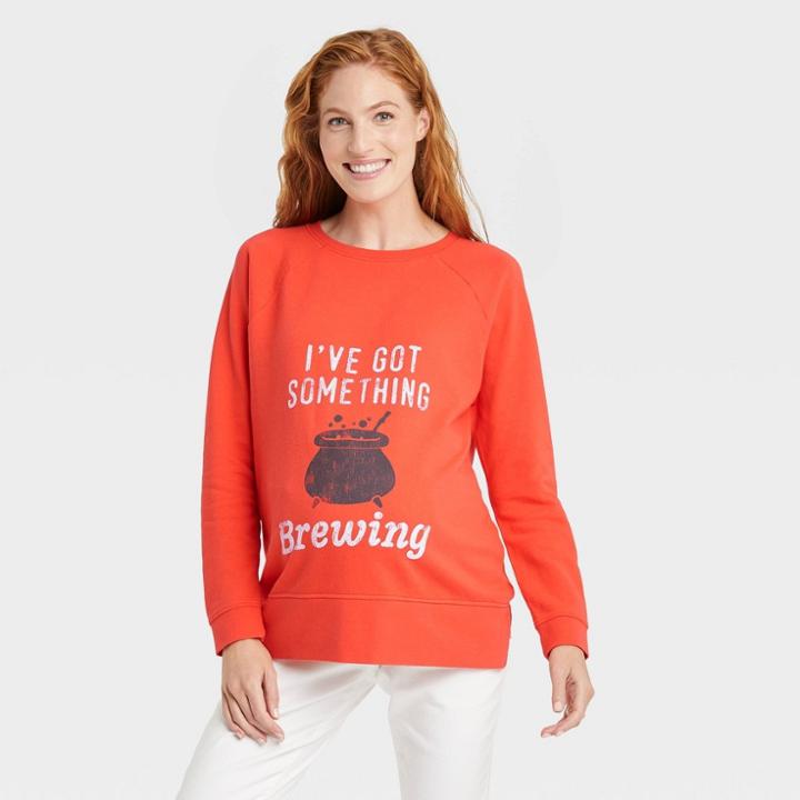 I've Got Something Brewing Graphic Maternity Sweatshirt - Isabel Maternity By Ingrid & Isabel Orange