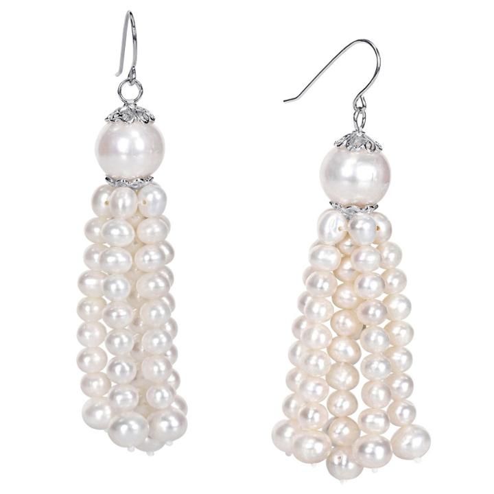 Distributed By Target 4.5 - 11 Mm Freshwater Cultured Tassel Pearl Drop Earrings In Sterling
