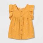 Girls' Short Sleeve Woven Top - Cat & Jack Mustard Yellow