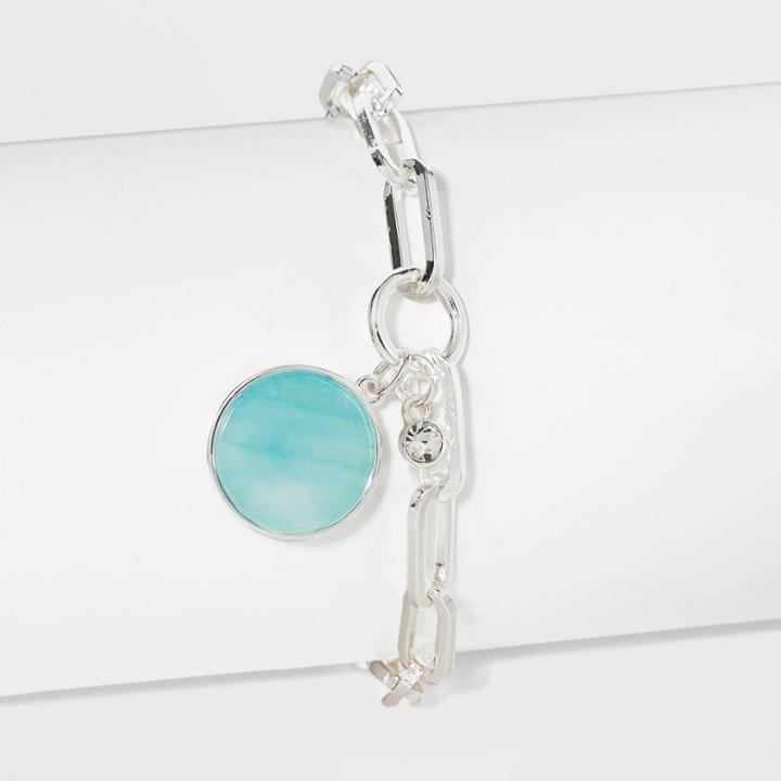 Green Amazonite Stone With Cubic Zirconium Chain Necklace- A New Day Green, Women's