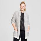 Women's Plus Size Textured Open Cardigan - A New Day Gray Pattern