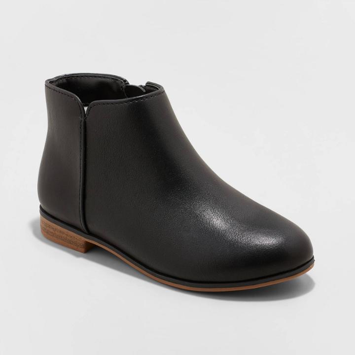 Girls' Opal Zipper Booties - Cat & Jack Black Pu