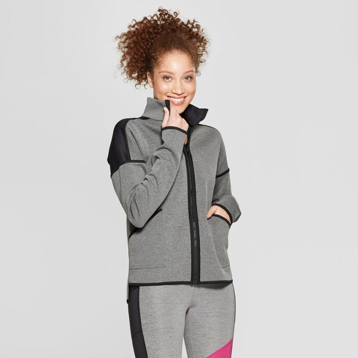Women's Full Zip Novelty Track Jacket - C9 Champion Black Heather/solid Black