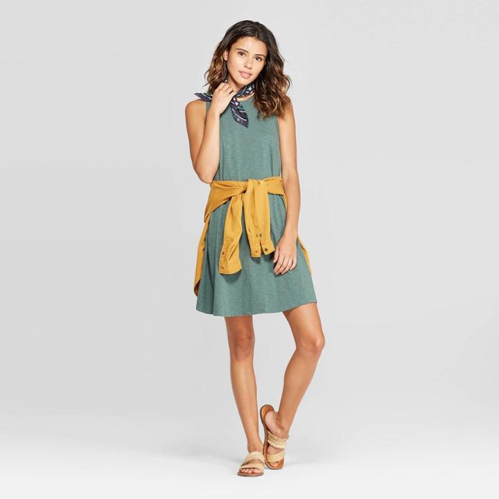 Women's Sleeveless Crewneck T-shirt Dress - Universal Thread Antique Teal