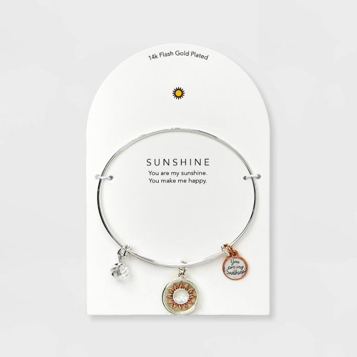No Brand Silver Plated Adjustable Bangle With Flash Rose Flower Shaker Charm Bracelet -