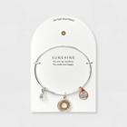 No Brand Silver Plated Adjustable Bangle With Flash Rose Flower Shaker Charm Bracelet -