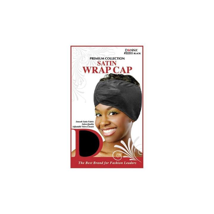 Donna Satin Wrap Cap, Girl's, Black