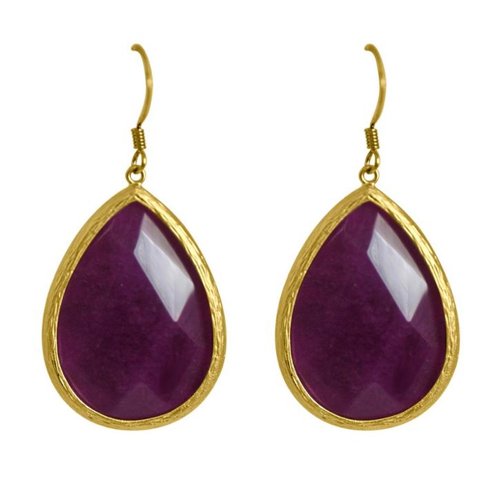 Zirconmania Zirconite Long Elongated Pear Shape Drop Earring - Amethyst, Girl's,