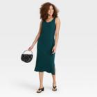 Women's Rib Knit Tank Dress - A New Day Turquoise Green