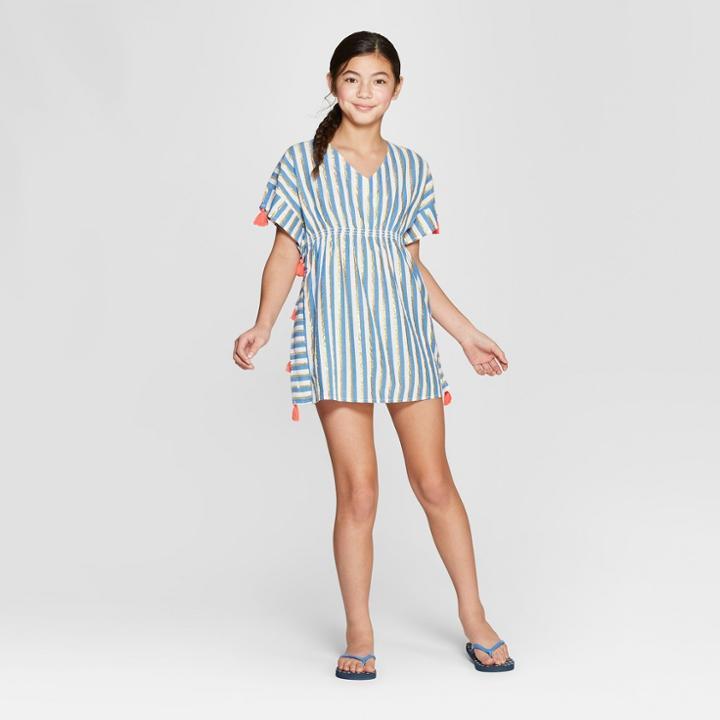 Girls' Stripe Tassel Cover Up - Cat & Jack Blue