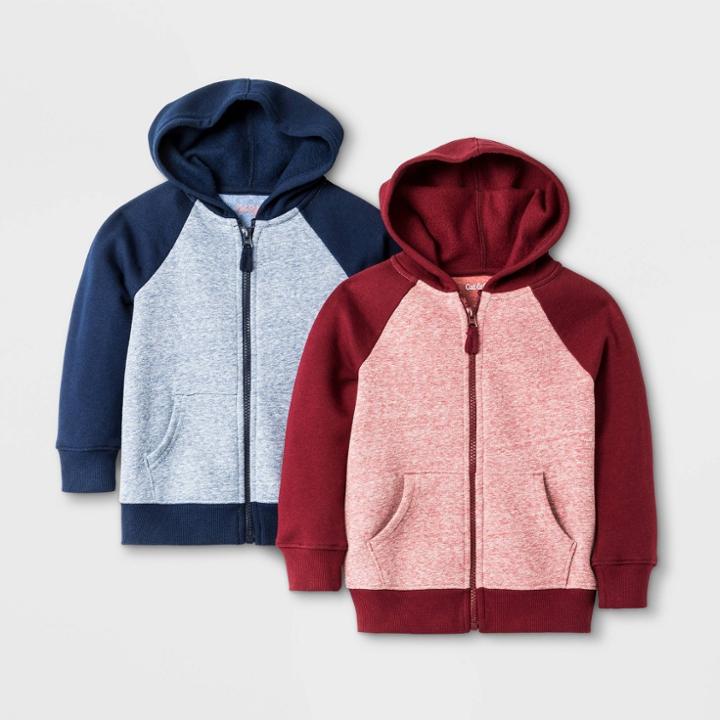 Toddler Boys' 2pk Zip-up Hoodie Set - Cat & Jack Blue/burgundy 5t, Toddler Boy's