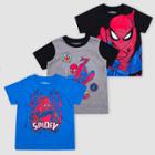 Toddler Boys' Disney Marvel Spider-man 3pk Short Sleeve T-shirts - Red/blue/black 5t,