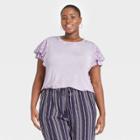 Women's Plus Size Short Sleeve Lace Detail T-shirt - Knox Rose Purple