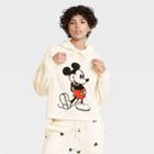 Women's Disney Mickey Mouse Plus Size Flocked Hooded Graphic Sweatshirt - Off-white