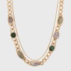 Labradorite And Lepidolite Semi-precious Curb Chain Layered Necklace - Universal Thread