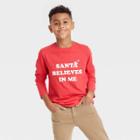 Boys' 'santa Believes In Me' Long Sleeve Graphic T-shirt - Cat & Jack Red