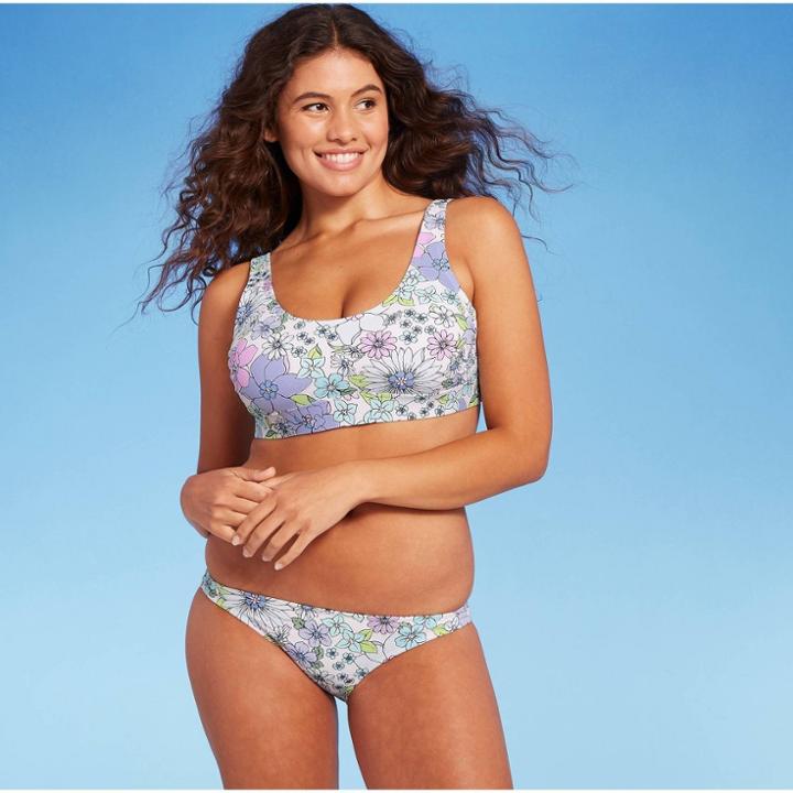 Juniors' Textured Bralette Bikini Top - Xhilaration Floral Print D/dd Cup
