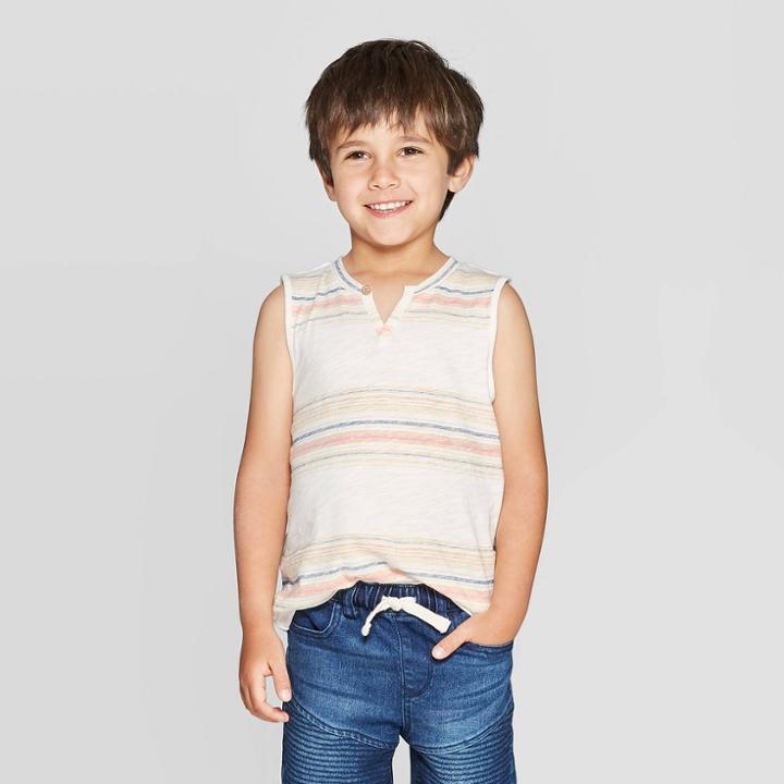 Toddler Boys' Stripe Tank Top - Art Class Cream 12m, Boy's,