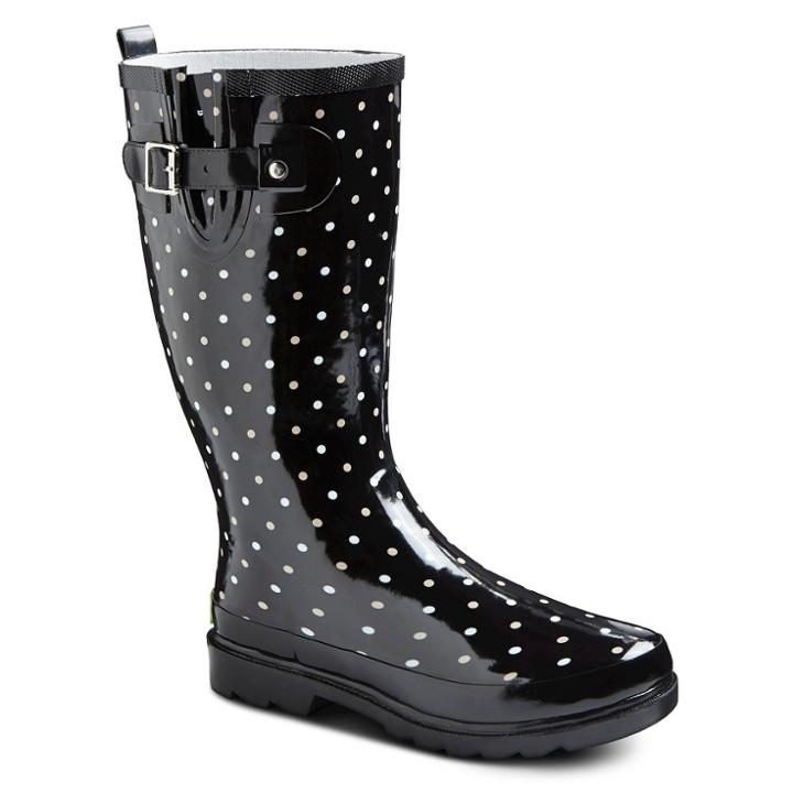 Western Chief Women's Polka Dot Rain Boots - Black