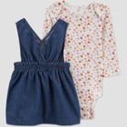 Carter's Just One You Baby Girls' Floral Chambray Skirtall - Blue Newborn