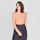 Women's Regular Fit Long Sleeve Crewneck T-shirt - A New Day Light Orange