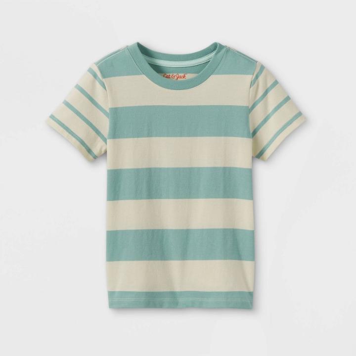 Toddler Boys' Striped Jersey Knit Short Sleeve T-shirt - Cat & Jack Green