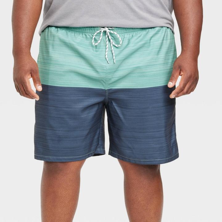 Men's Big & Tall 7 Colorblock Swim Shorts - Goodfellow & Co Blue