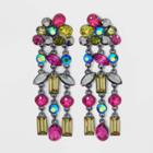 Rhinestone Drop Linear Earrings - A New Day Pink