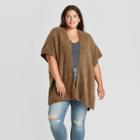Women's Plus Size Kimono Jacket Ruana - Universal Thread Brown