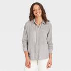 Women's Thin Long Sleeve Gauze Button-down Shirt - Universal Thread Black
